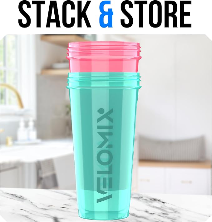 VELOMIX 2 Pack 28oz Protein Shaker Bottle - Image 6