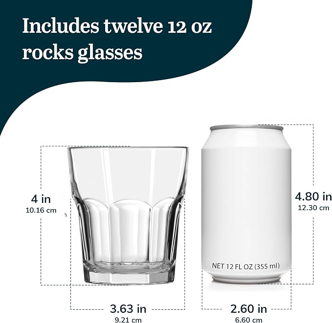 Libbey Gibraltar Rocks Glasses Set of 12, Iconic Heavy Base Bar Glassware - Image 3