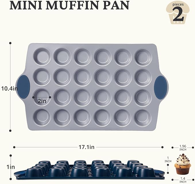 BRONYPRO Ceramic Mini Muffin Pan, 24-Cup Nonstick Aluminized Steel Mini Cupcake - Image 7