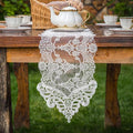 ARTABLE White Lace Table Runner Macrame Vintage Dresser Scarf 10 x 110 Inch | by ARTABLE
