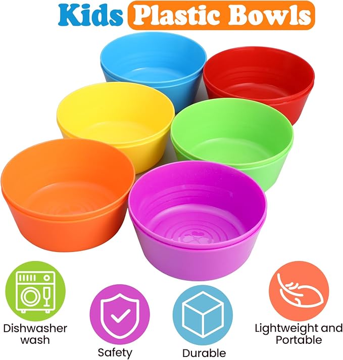 Foaincore Kids Plastic Bowls 10 oz Cereal Snack Microwave Dishwasher Safe - Image 5