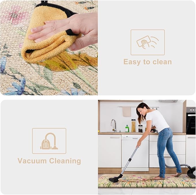 KIMODE Anti Fatigue Mats for Kitchen Floor, 24"x71" Farmhouse Kitchen Runner Rug, Non Slip Kitchen Mats for Floor, Cushioned Kitchen Floor Mats for Sink Laundry Office Desk Brown