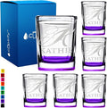 Personalized Shot Glasses Set of 6 Initial and Name 2oz Purple Bottom Etched Square Shot Glass Engraved with Custom Text Birthday Gift for Men and Women