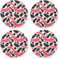 Black Polka Dots on Pink Background Set of 4 Round Coasters by KLL