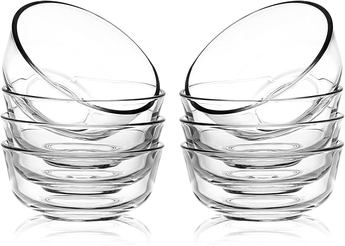 SWEEJAR 8 oz Glass Bowls Set(6 pack),Small for Kitchen,Dessert for Ice Cream,Snack , Side Dishes, Serving for Dipping, Prep