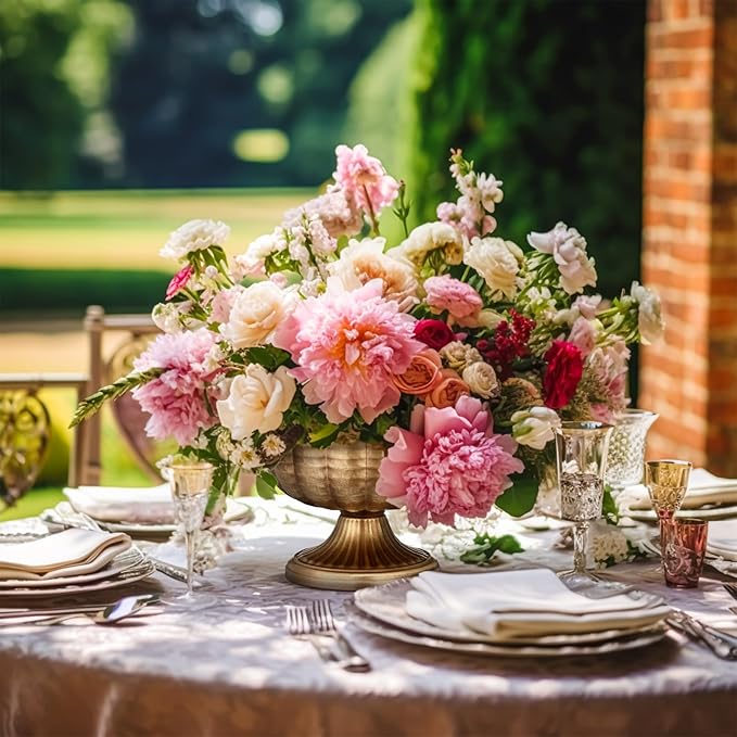 20 Pcs Vintage Gold Compote Vase for Centerpieces Compote Bowl 8'' Wide Vintage Decorative Antique Urn Planter Vase for Wedding Event Anniversary Party Indoor Outdoor Activity