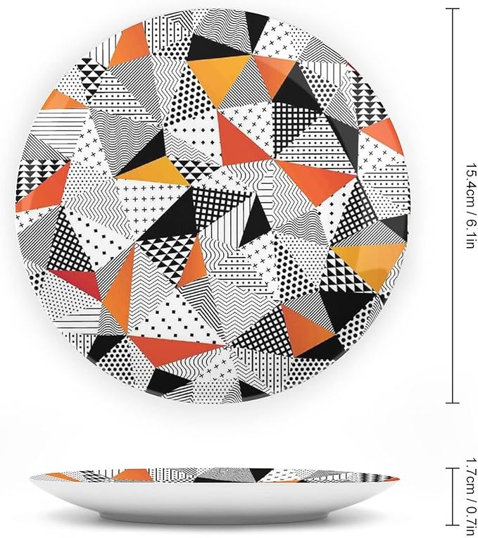 Ceramic Display Plate, Abstract Decor Ceramic Hanging Decorative Plate, Fashionable Polygonal Artwork Panes Craft Projects, 8 Inch, Household Custom Ceramic Plate, Multy