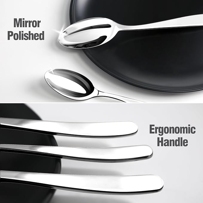 18/10 Silverware Set for 8, 40 Piece Stainless Steel Flatware Set Cutlery | - Image 4