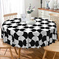 Laeacco 42 Inch Geometric Round Tablecloth Black and White Abstract Pattern Modern Art Print Table Cloth Washable Waterproof Wrinkle Free Table Cover for Kitchen Dining Picnic Party Decoration