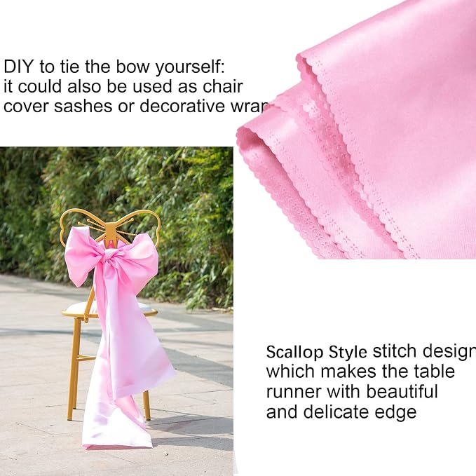 Pink Satin Table Runner, 12x108 Inches, 2 Pack | Silk and Smooth Fabric - Image 5
