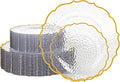 N9R 120 PCS Clear and Gold Plastic Plate, Clear Disposable Plate with Gold Rim, Stone Texture Plates Include 120 Dinner & Dessert Plates for Wedding, Party