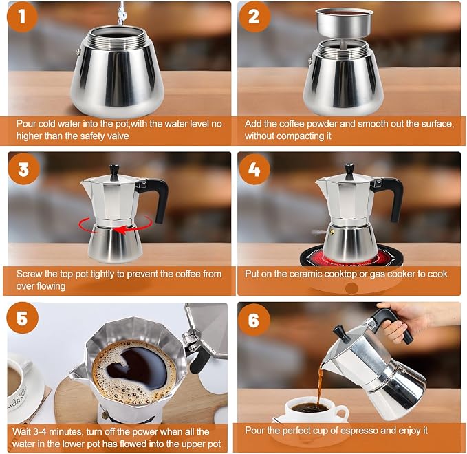 3 Cup Aluminum and Stainless Steel Moka Pot Espresso Stovetop Coffee | Maker - Image 7