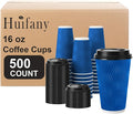 500 Pack 16 oz Insulated Disposable Paper Coffee Cups by Huifany