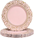 Pink Charger Plates with Gold Embossed Rim, Plate Chargers by Umisriro