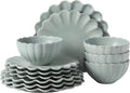 Gibson Elite Bistro Fleur Plates and Bowls Sets, 12-Piece Stoneware Dinnerware by GibsonHomewares