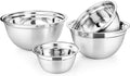 AVADOR Premium Stainless Steel Mixing Bowls, Set of 4 Stainless Steel Mixing Bowl Set, Easy To Clean, Space Saving, Great for Cooking, Baking, Prepping 0.74qt 1.4qt 3qt 5qt (4 pc German Mixing Bowl)