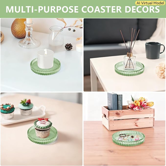 VIBRATITE 4 Inch Glass Coasters Set of 4, Crystal-Like Appearance - Image 6