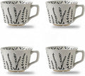 4 Pack 12oz Speckled Stoneware Coffee Mugs, Vintage Black Seaweed Botanical by Tvvtuww