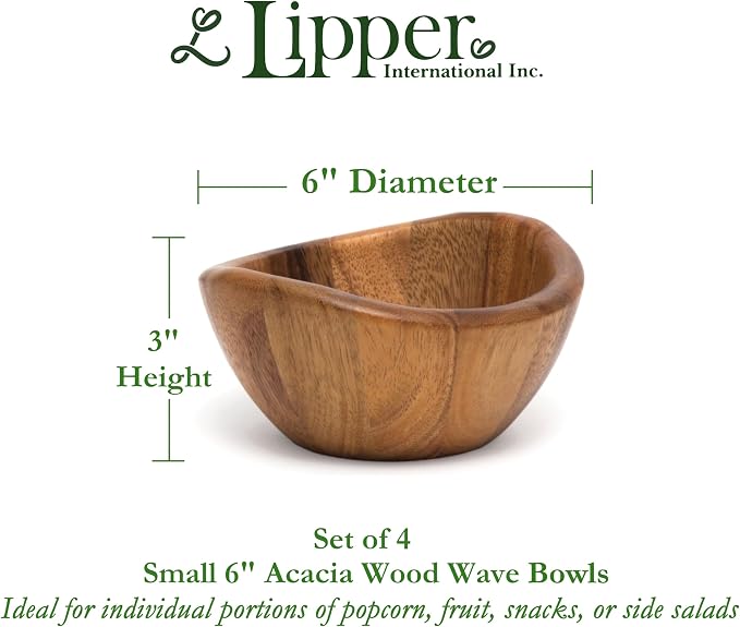 Lipper International Acacia Wave Serving Bowl - Image 3