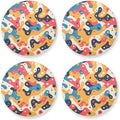 Hand Drawing Camouflage Wavy Aesthetic Drink Coasters Set of 4 Cork Placemats by KLL