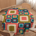 Abstract Geometric Round Tablecloth, Mid Century Modern Middle Century Abstract Patterns Print Tablecloth for Home Party Dining Room Kitchen Decor 70Inch(178cm)