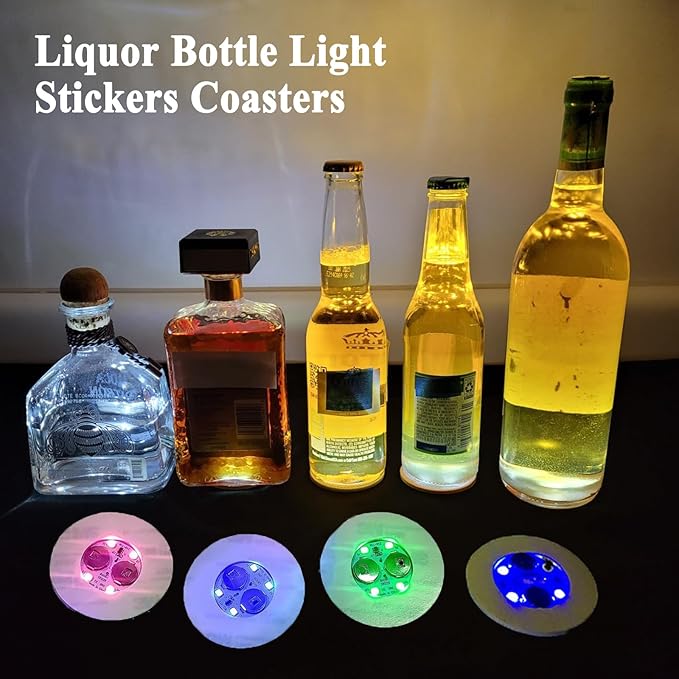 LED Drink Coaster, 60 Pack White, Round, Plastic, 24+ Hour Battery Life, 3 Lighting Modes