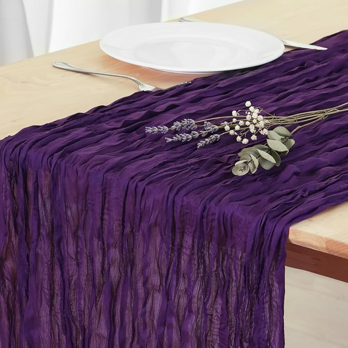 3 Pack Purple Cheesecloth Table Runner 120 Inch Boho Wedding Decor | by Fixwal