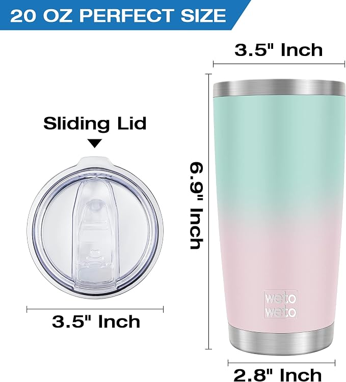 WETOWETO 20oz Insulated Stainless Steel Tumbler, Double Wall Vacuum Leak-proof - Image 3