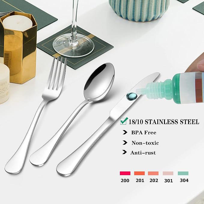 LIANYU 30-Piece 18/10 Flatware Set - Image 3