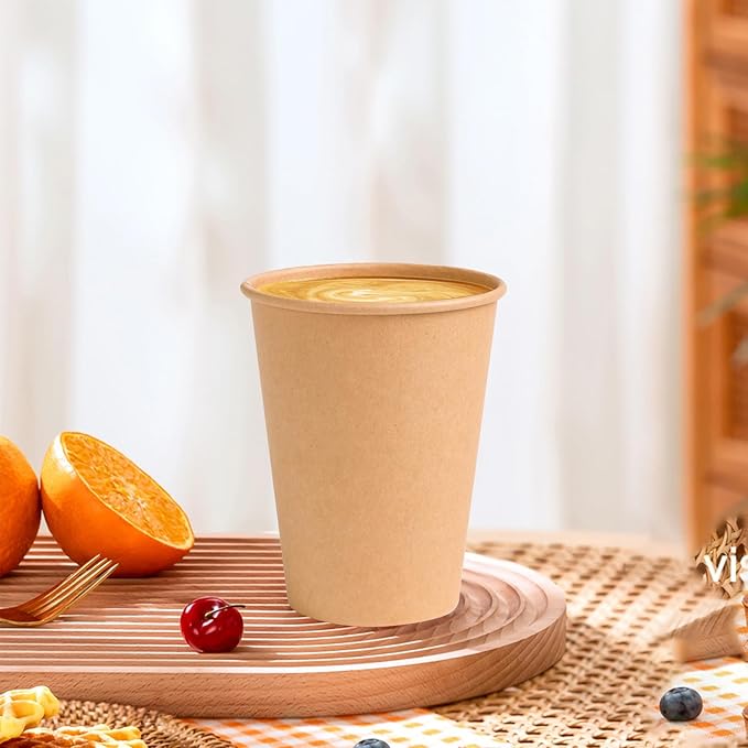 300 Pack 8 oz Paper Coffee Cups, Disposable Kraft Coffee Cups, Hot/Cold Drinking Cup for Water, Coffee, Juice