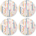Stripes Tiny Dots Minimalist 4 Pcs Aesthetic Coaster Thick Heat Resistant Mats by KLL