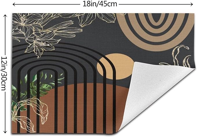 Abstract Black Mid Century Placemats Minimalist Aesthetic Modern Contemporary Artistic Washable Place Mats 12x18Inch for Dining Kitchen Farmhouse Decor 4 PCS
