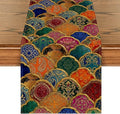 Artoid Mode Wave Shape Peacock Feather Lotus Paisley Table Runner, Seasonal by ArtoidMode