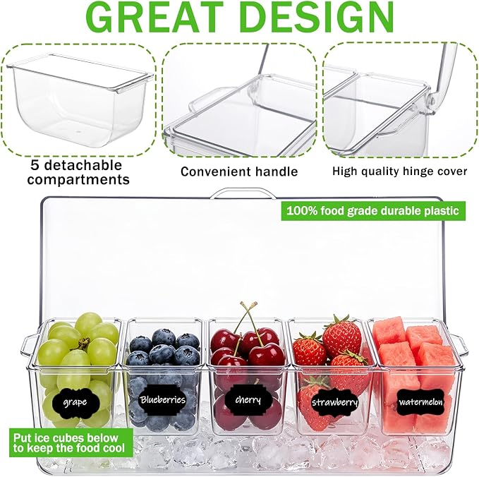 Ice Chilled Condiment Server Caddy, Toppings Bar Container - Image 3