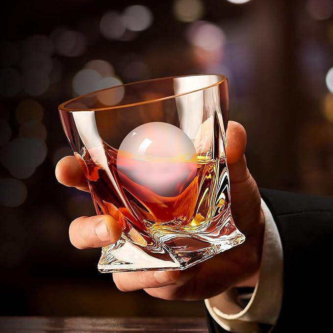 Crystal Whiskey Glass Set of 2 - Old Fashioned Bourbon Glasses, Perfect for Scotch and Cocktails (Style 2,2pcs)