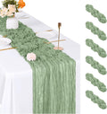 6 Pack Sage Green Cheesecloth Table Runner, 17 x 108 inch, Semi Sheer Boho by ACSUIT