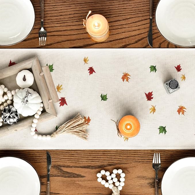 Artoid Mode 210 GSM Fall Table Runner 13x48 Inch Home Party Decor | Maple Tree - Image 4