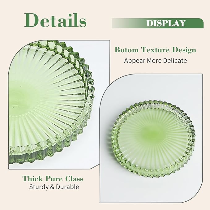 Glass Coasters Set of 4 for Drinks, Round Modern Set with Raised Edge Lip, Decorative & Aesthetic for Dining Table, Living Room, Office Desk