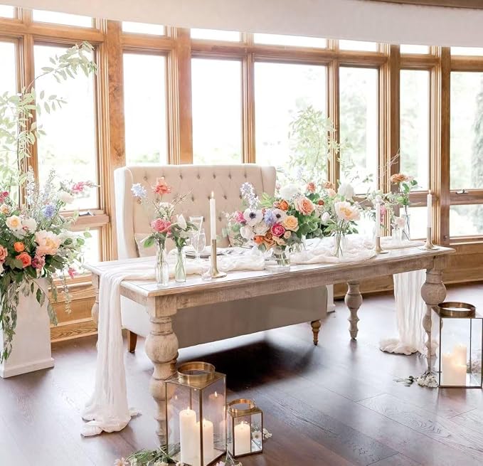 6Pack White Cheese Cloth Table Runners 17x108inch Sheer White Table Runner | - Image 7