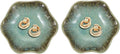 uxcell 2Pcs Ceramics Jewelry Plate, Lotus Leaf Shape Key Holder Bowl for Entryway Table Decor Small Ring Tray Dish Gift for Women Girlfriend, Grass Green