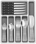 49-Piece Silverware Set with Organizer, Food-Grade Stainless Steel Flatware by EWFEN