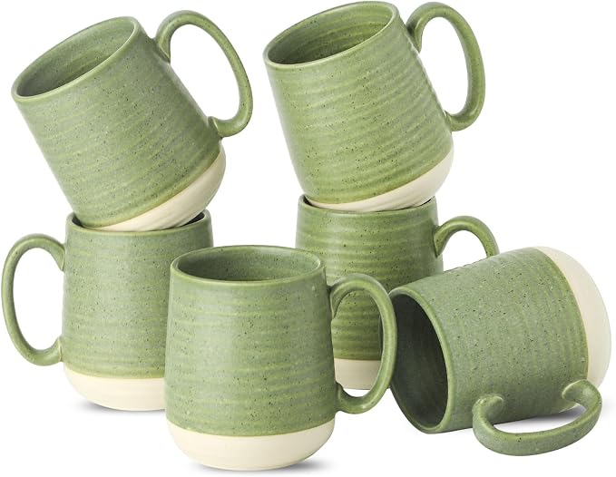 Hasense Stoneware Coffee Mugs Set of 6, 15 Oz Large Coffee Cups by Hasense