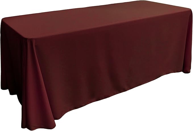LA Linen Polyester Poplin Washable Rectangular Tablecloth, Stain and Wrinkle Resistant Table Cover 90x156, Fabric Table Cloth for Dinning, Kitchen, Party, Holiday 90 by 156-Inch, Burgundy