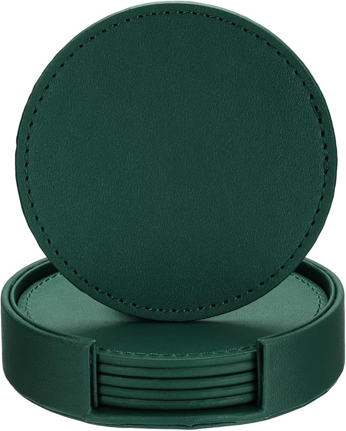 uxcell 1 Set Leather Coasters for Drinks, Drink Coasters by uxcell
