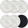 Modern Geometric Coasters Set of 6, Minimalist Lines Polka Dots Abstract Beige by PIEPLE