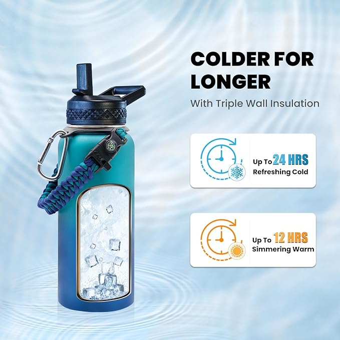 RAYMYLO Insulated Water Bottle 32 oz, Triple Wall Vacuum Stainless Steel | - Image 2