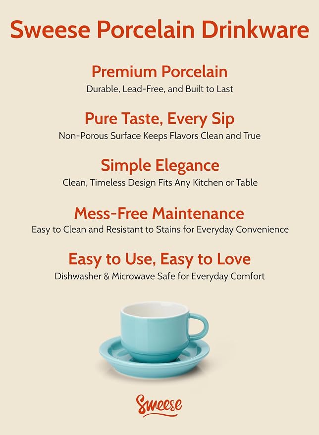 Sweese 2.5 Ounce Porcelain Stackable Espresso Cups - Image 7