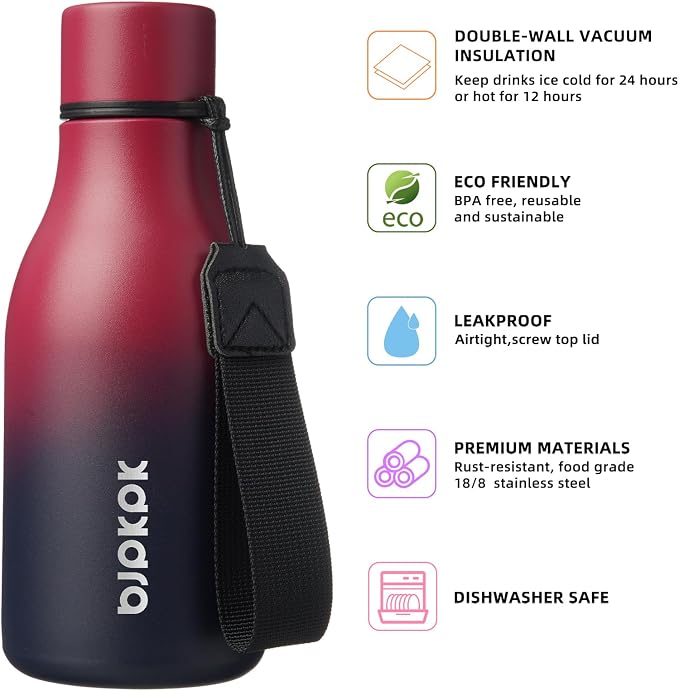 BJPKPK 12oz Insulated Water Bottle, Stainless Steel Bottle - Image 2