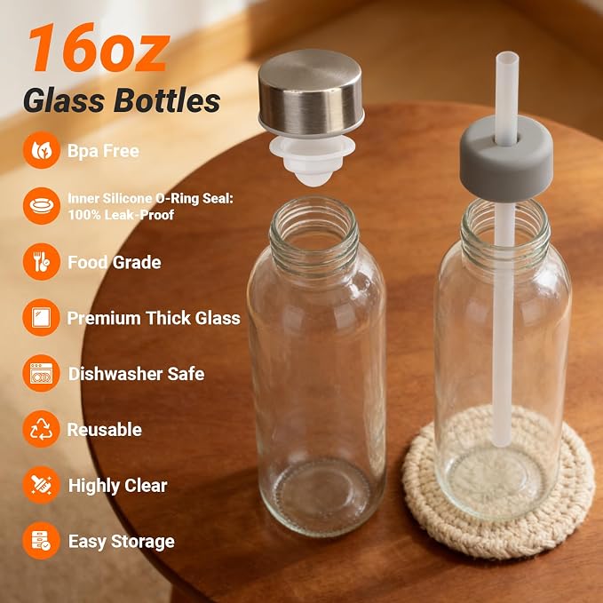 Sursip Glass Juice Bottles 16 oz - Image 4