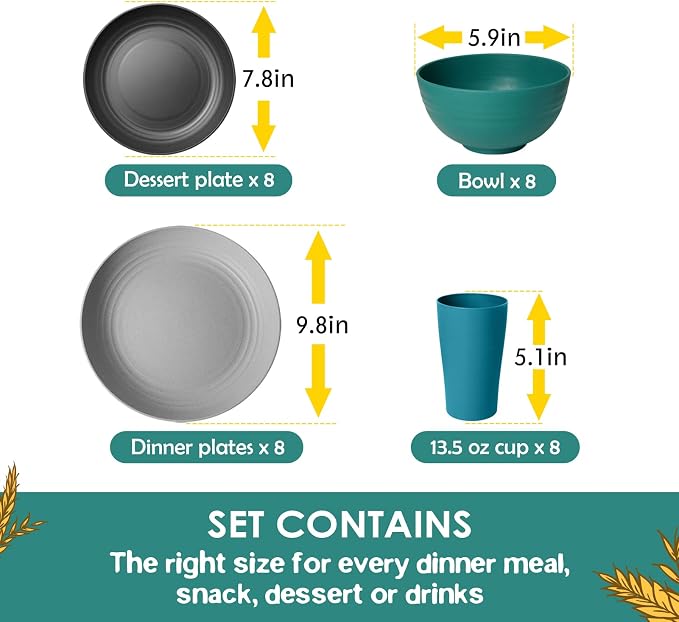 Teivio 32-Piece Plates and Bowls Sets - Image 2